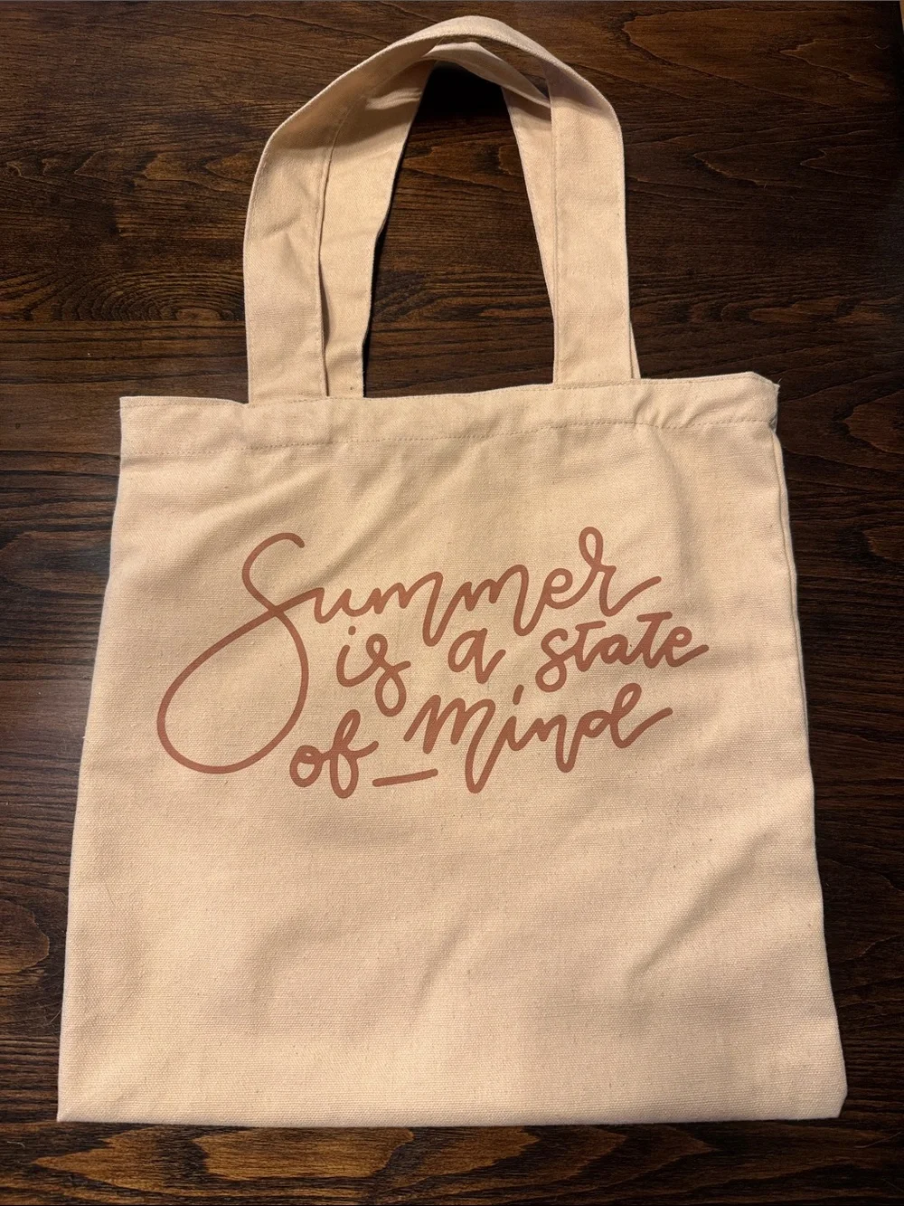 Canvas Tote Bag with 'Summer is a State of Mind' Script - Cream